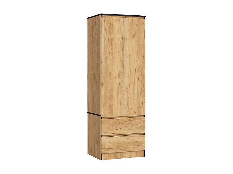 Armoire AKORD S60 Chêne Craft 60 cm 2 portes 2 tiroirs façade Chêne Craft 1 étagère 60x51x180 cm