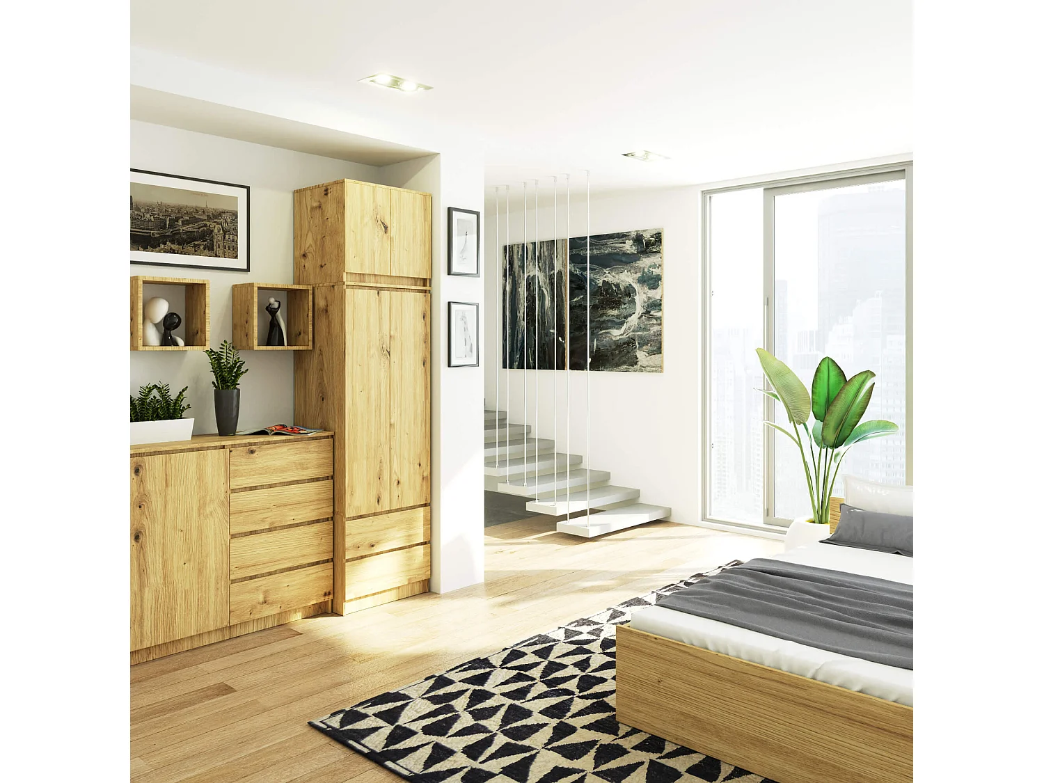 Star bovenkast voor kledingkast S60, Artisan Eik, 2 deuren, mat, 60x55x51 cm, zelfmontage