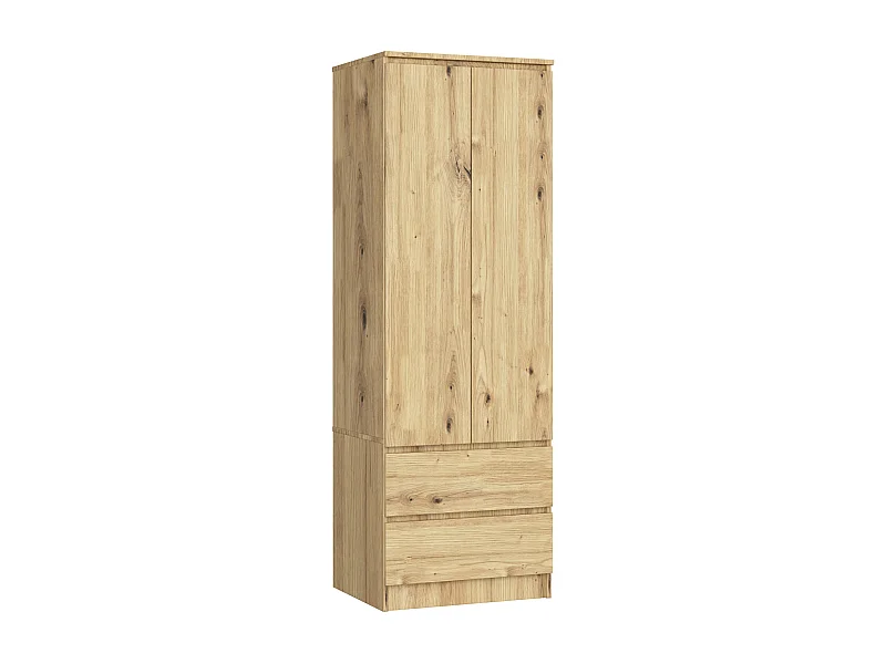 Kleiderschrank AKORD S60 Eiche Artisan 60 cm 2 Türen 2 Schubladen Regal B60 x H180 x T51 cm