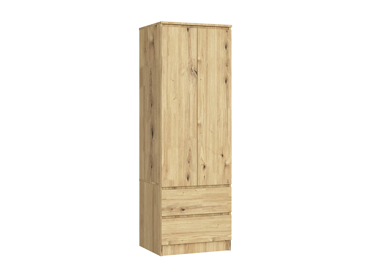 Armoire AKORD S60 Chêne Artisan 60 cm 2 portes 2 tiroirs façade Chêne Artisan 1 étagère 60x51x180 cm