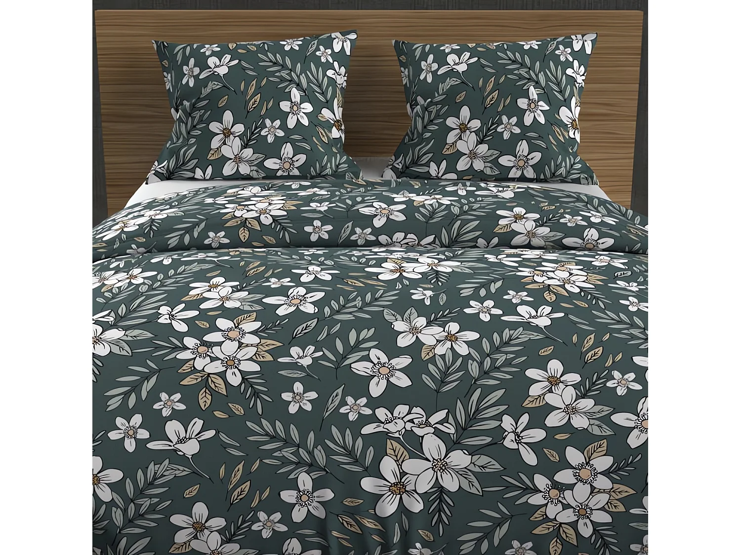 Set funda nórdica de algodón 57 hilos 260x240 cm MANON verde