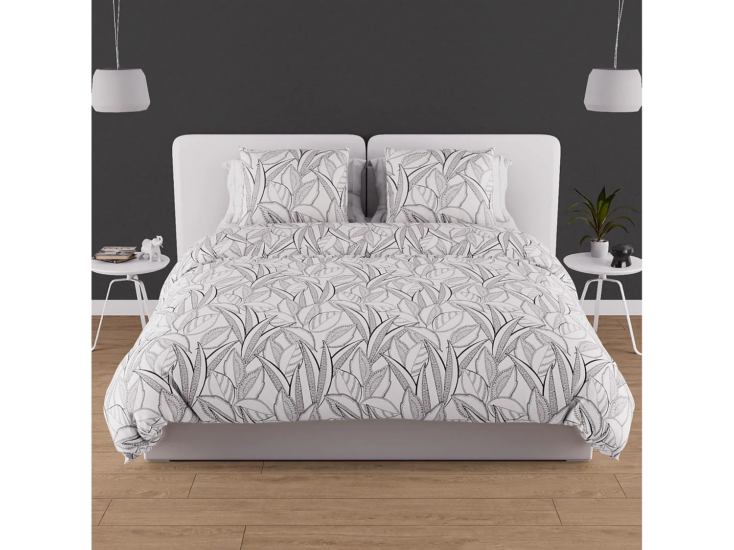 Set funda nórdica de algodón 57 hilos 240x220 cm TOGO blanco