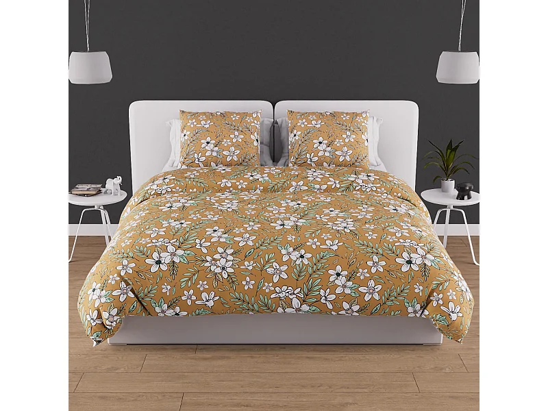 Set funda nórdica de algodón 57 hilos 240x220 cm MANON camel