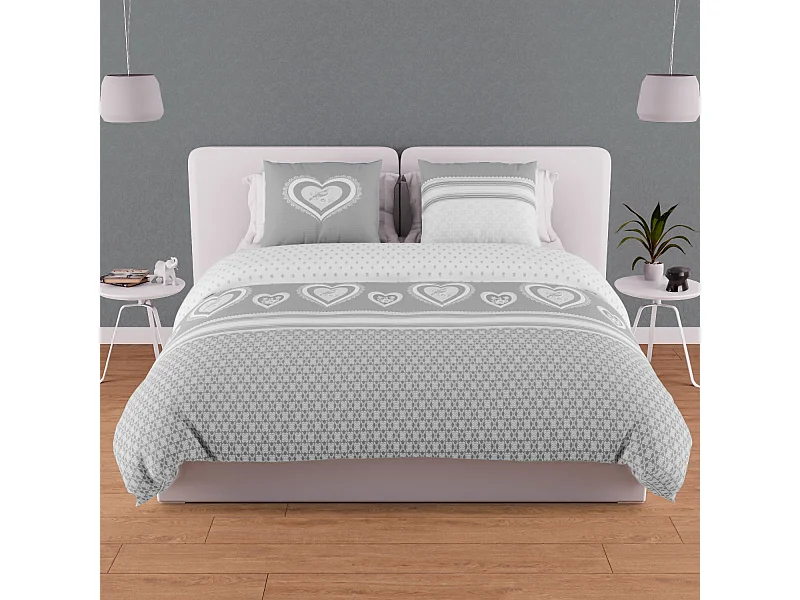 Set funda edredón de algodón 57 hilos 240x220 cm PASSION gray