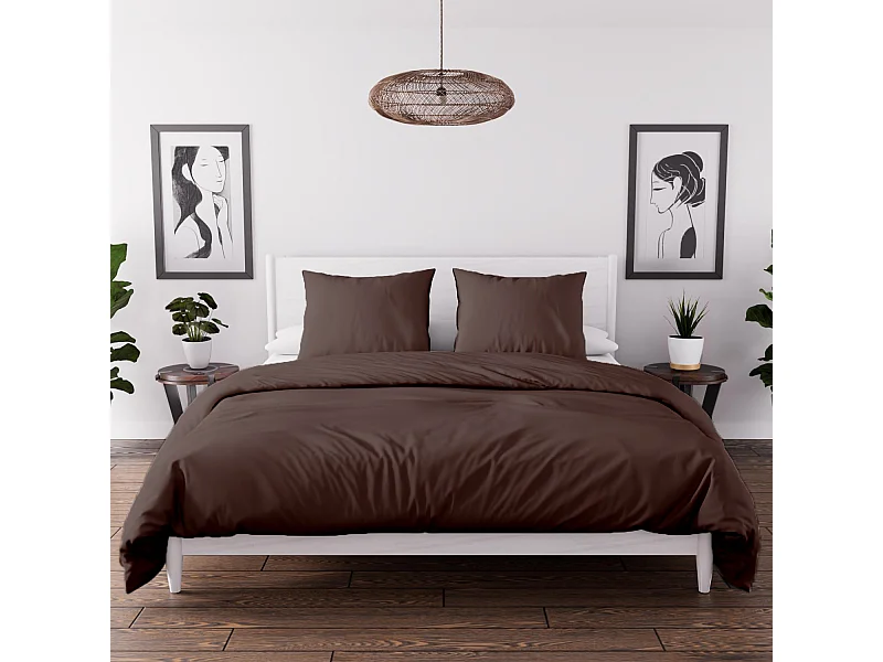 Set funda nórdica de microfibra lavada 240x220 cm BOHEME marron, por Intemporel