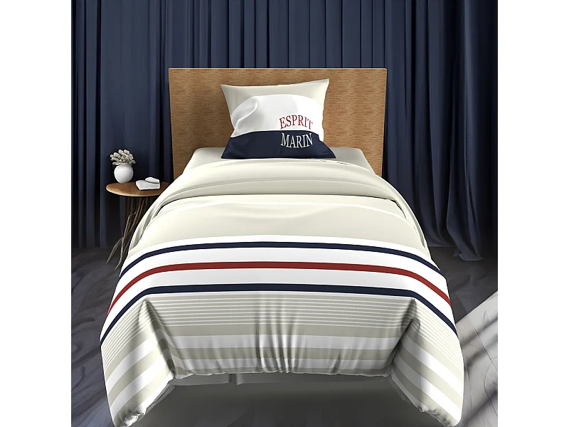 Set de funda nórdica 140x200 cm en algodón arena 57 Fils MARIN, de Soleil d'ocre