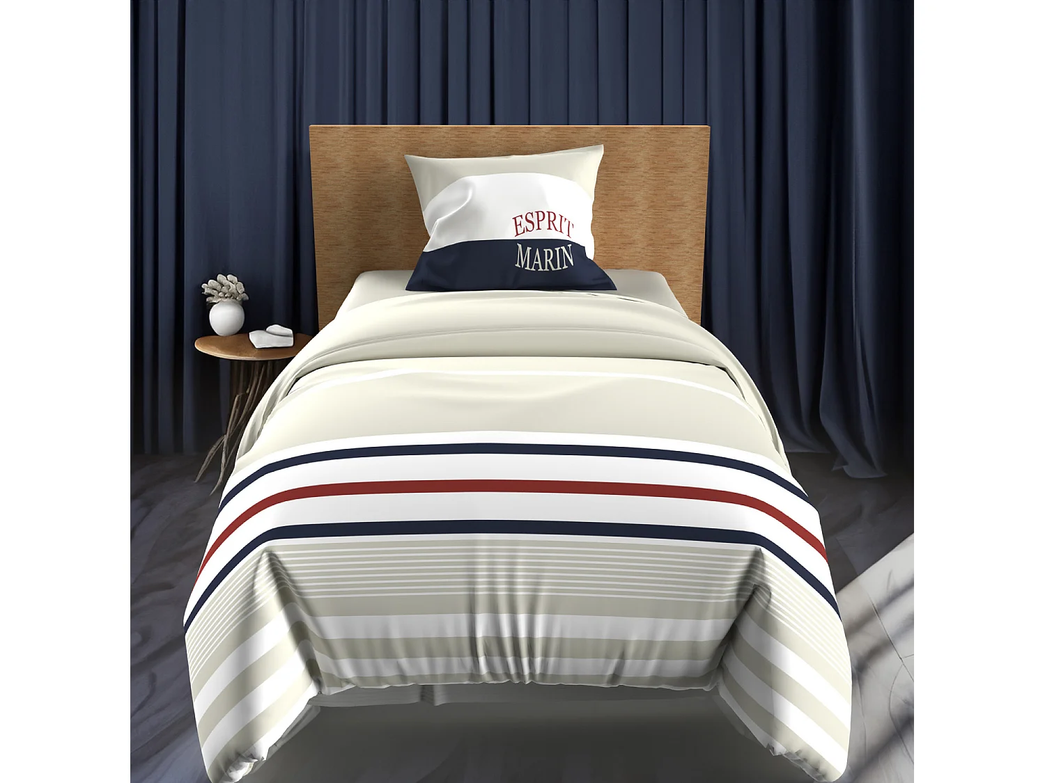 Set de funda nórdica 140x200 cm en algodón arena 57 Fils MARIN, de Soleil d'ocre