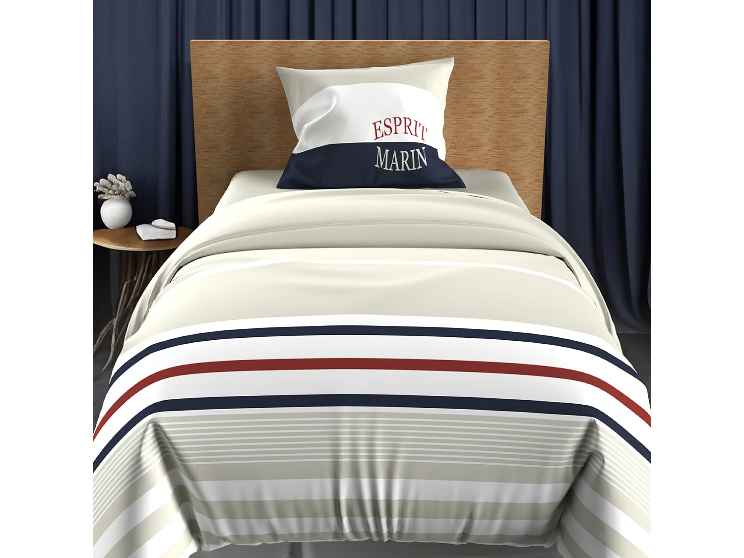 Set de funda nórdica 140x200 cm en algodón arena 57 Fils MARIN, de Soleil d'ocre