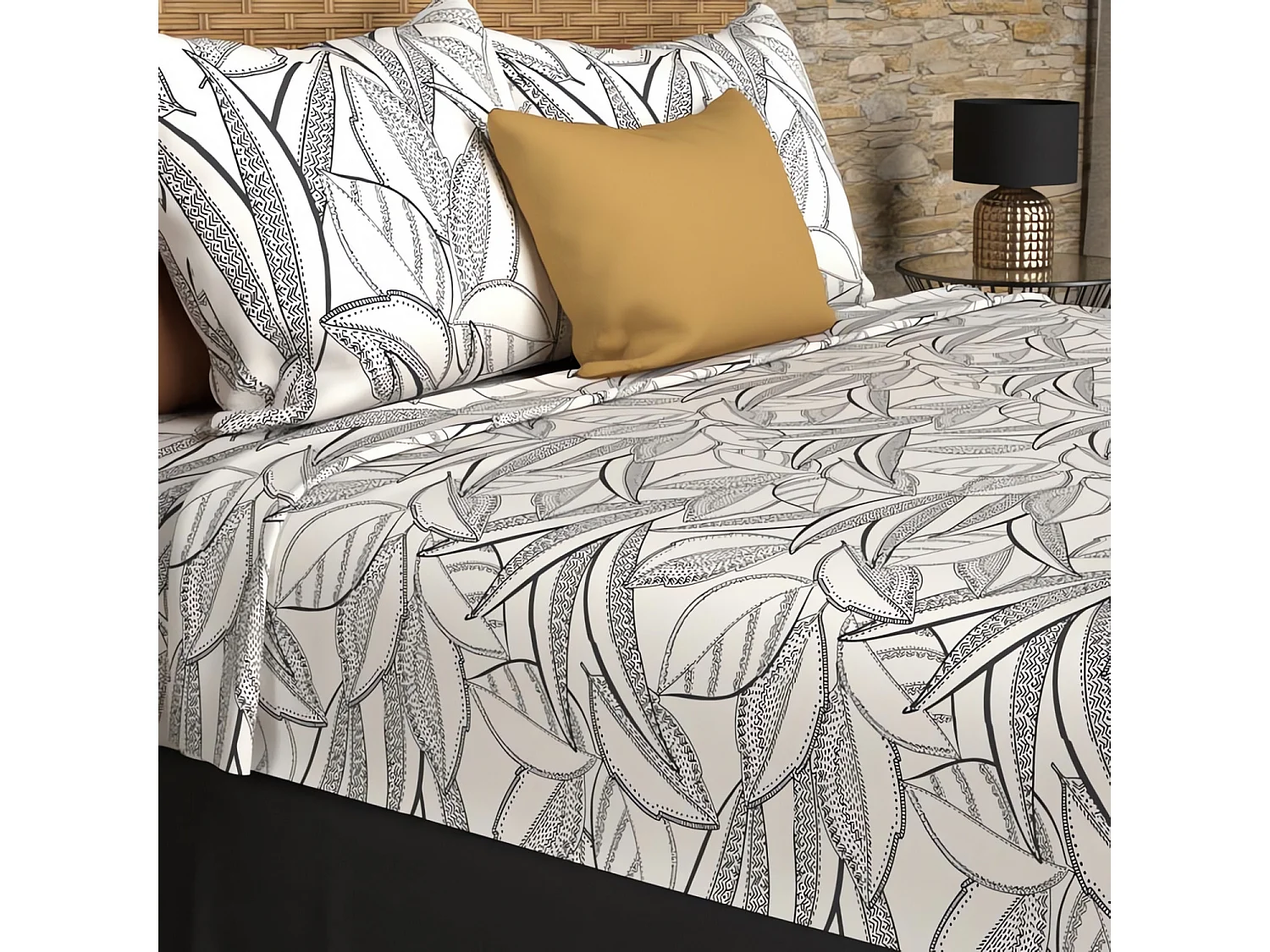 Parure de draps coton 57 fils 240x290 cm TOGO blanc, par Soleil d'ocre