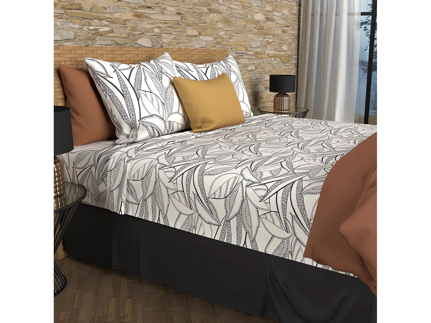 Parure de draps coton 57 fils 240x290 cm TOGO blanc, par Soleil d'ocre