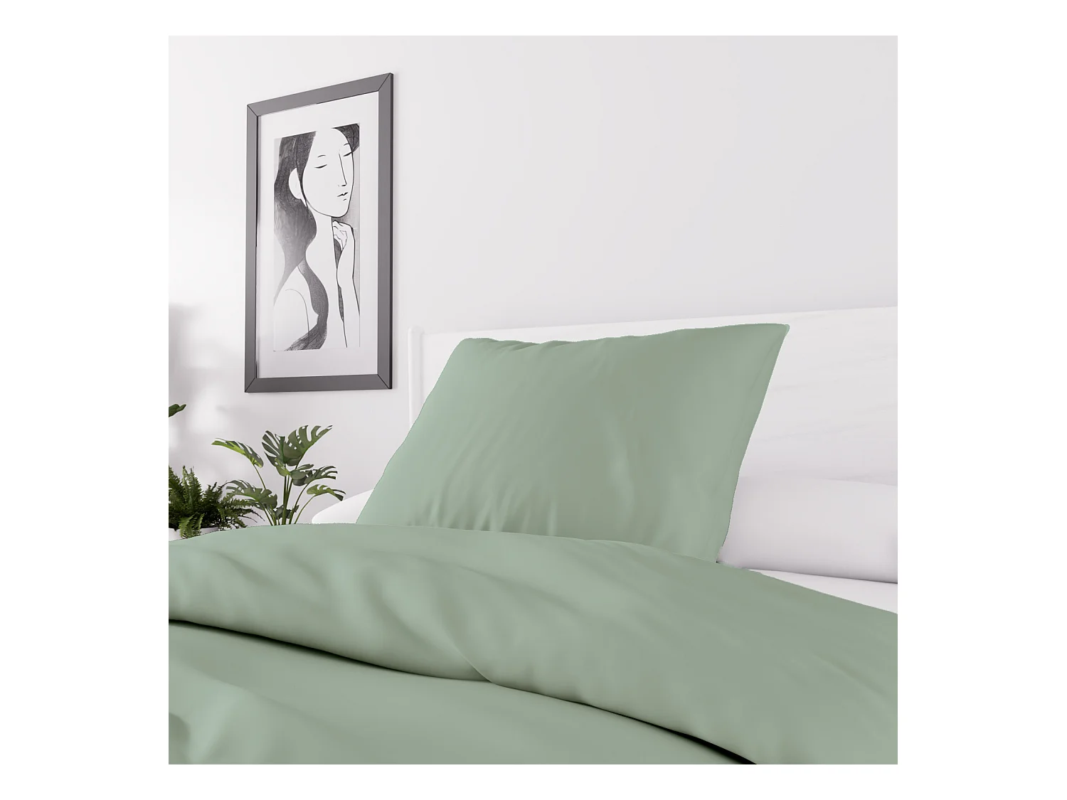 Set funda nórdica de microfibra lavada 140x200 cm BOHEME verde, por Intemporel