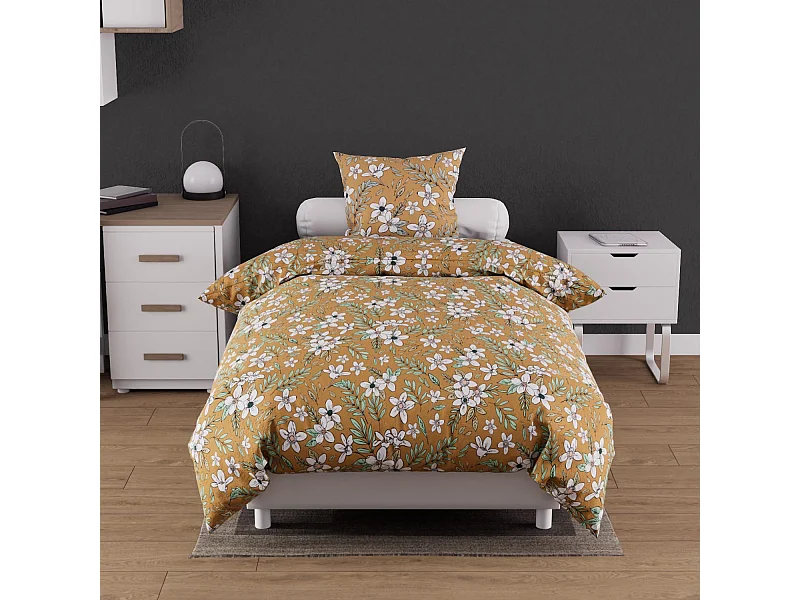 Set funda nórdica de algodón 57 hilos 140x200 cm MANON camel