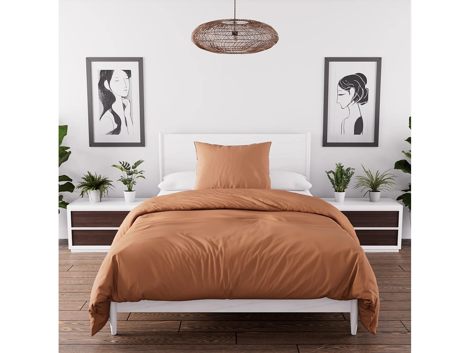 Set funda nórdica de microfibra lavada 140x200 cm BOHEME terra, por Intemporel