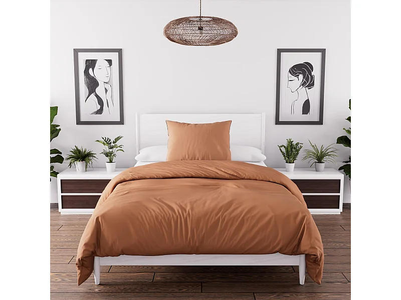 Set funda nórdica de microfibra lavada 140x200 cm BOHEME terra, por Intemporel