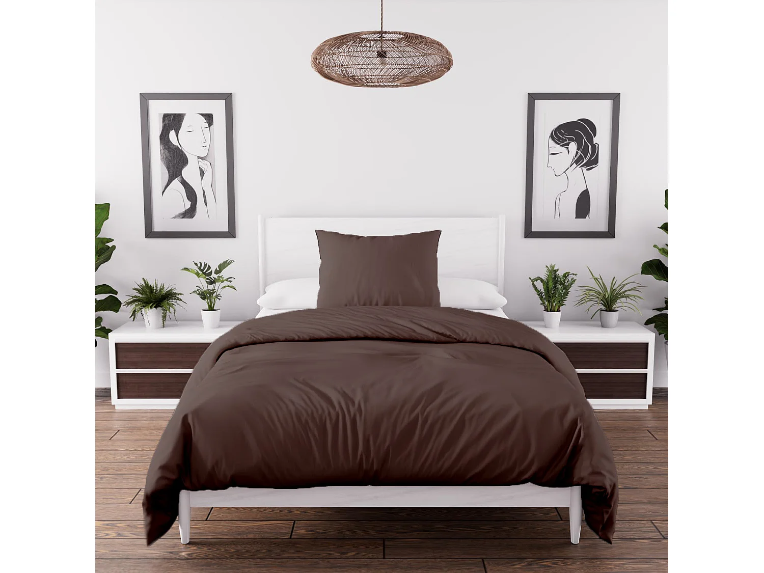 Set funda nórdica de microfibra lavada 140x200 cm BOHEME marron, por Intemporel