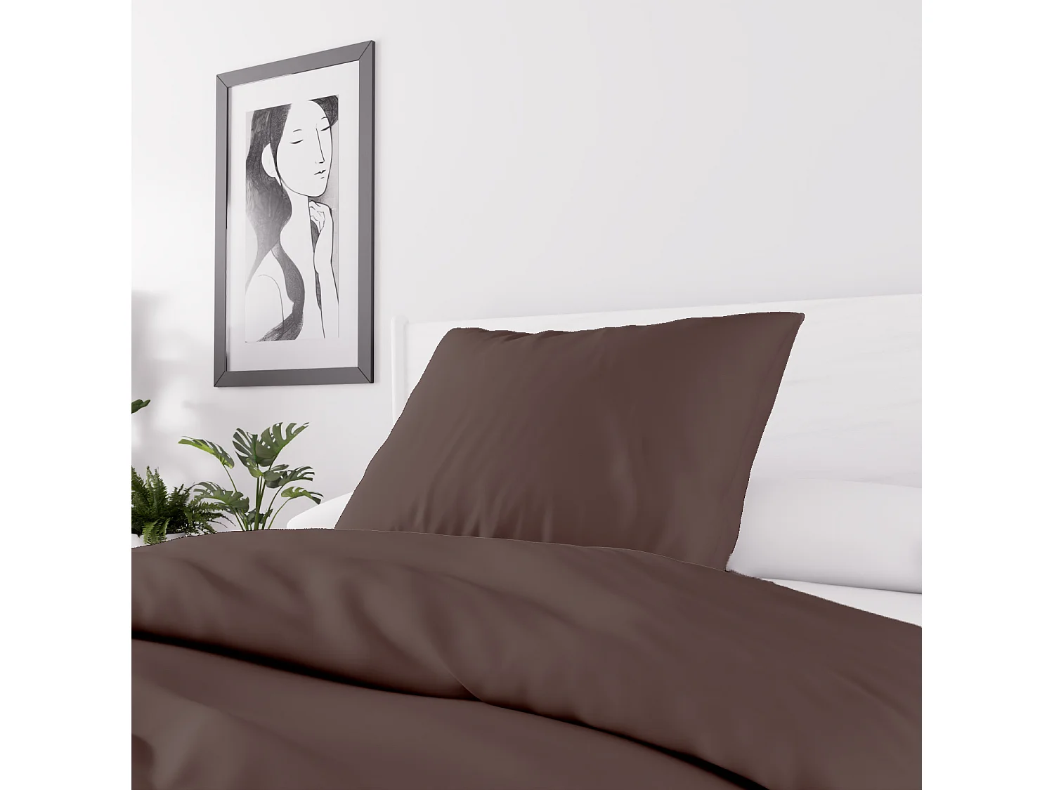 Set funda nórdica de microfibra lavada 140x200 cm BOHEME marron, por Intemporel