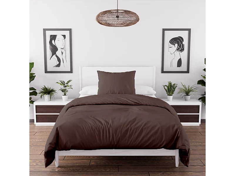 Set funda nórdica de microfibra lavada 140x200 cm BOHEME marron, por Intemporel