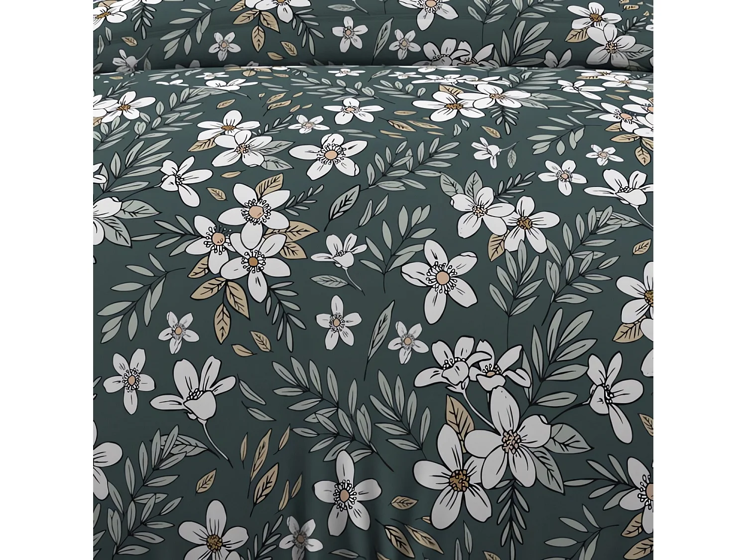 Set funda nórdica de algodón 57 hilos 140x200 cm MANON verde