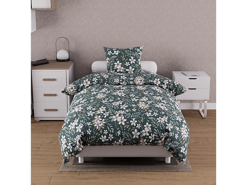 Set funda nórdica de algodón 57 hilos 140x200 cm MANON verde