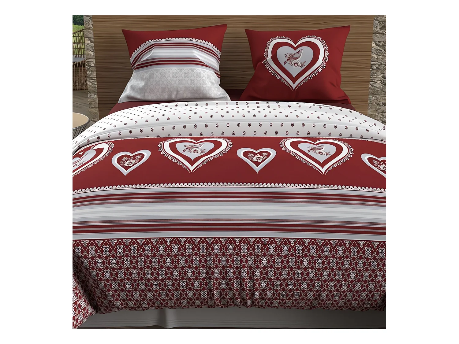 Set funda nórdica de algodón 57 hilos 240x220 cm PASSION red