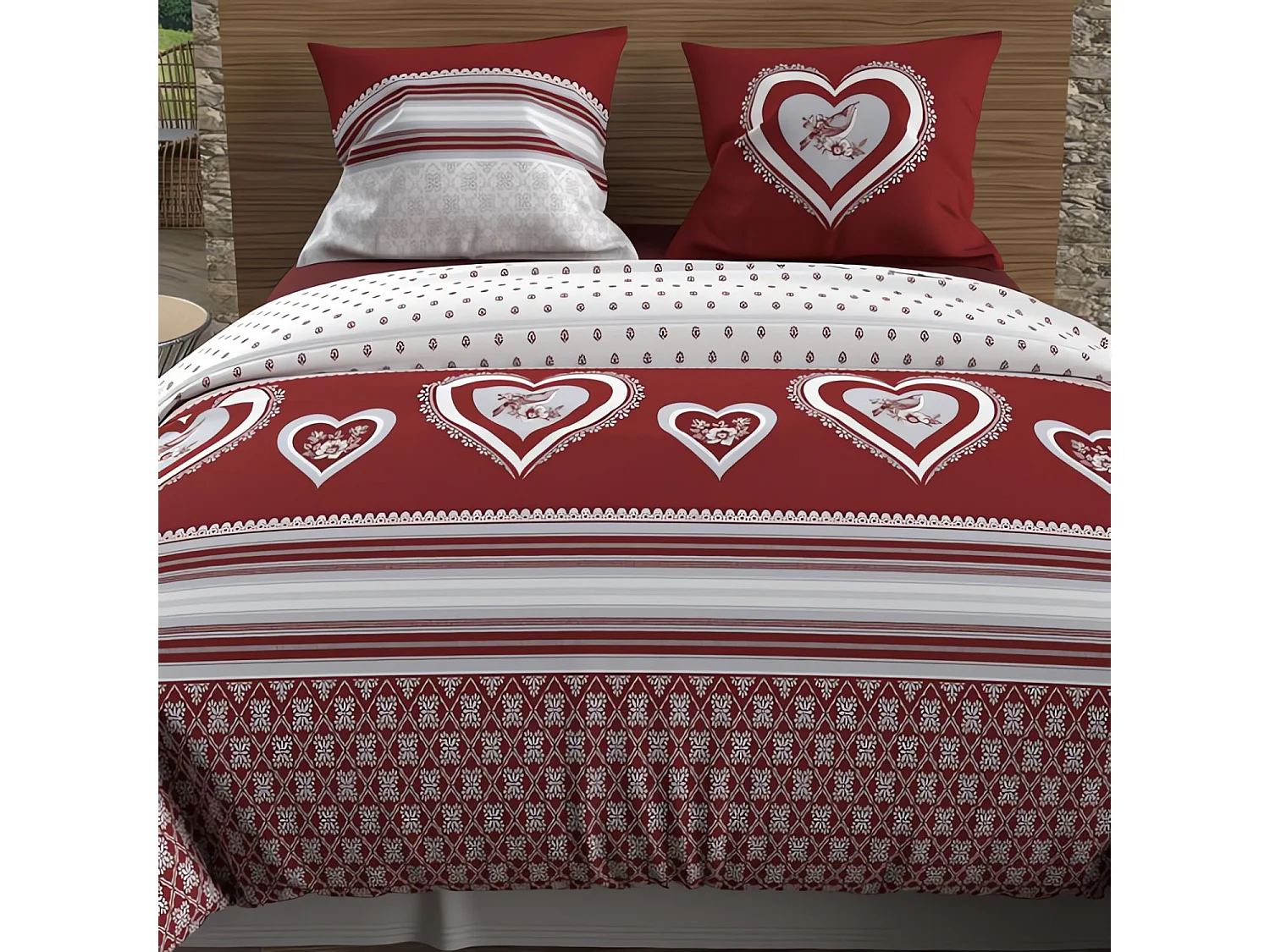 Set funda nórdica de algodón 57 hilos 240x220 cm PASSION red