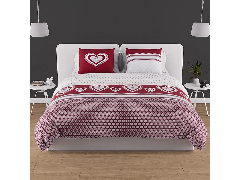 Set funda nórdica de algodón 57 hilos 240x220 cm PASSION red