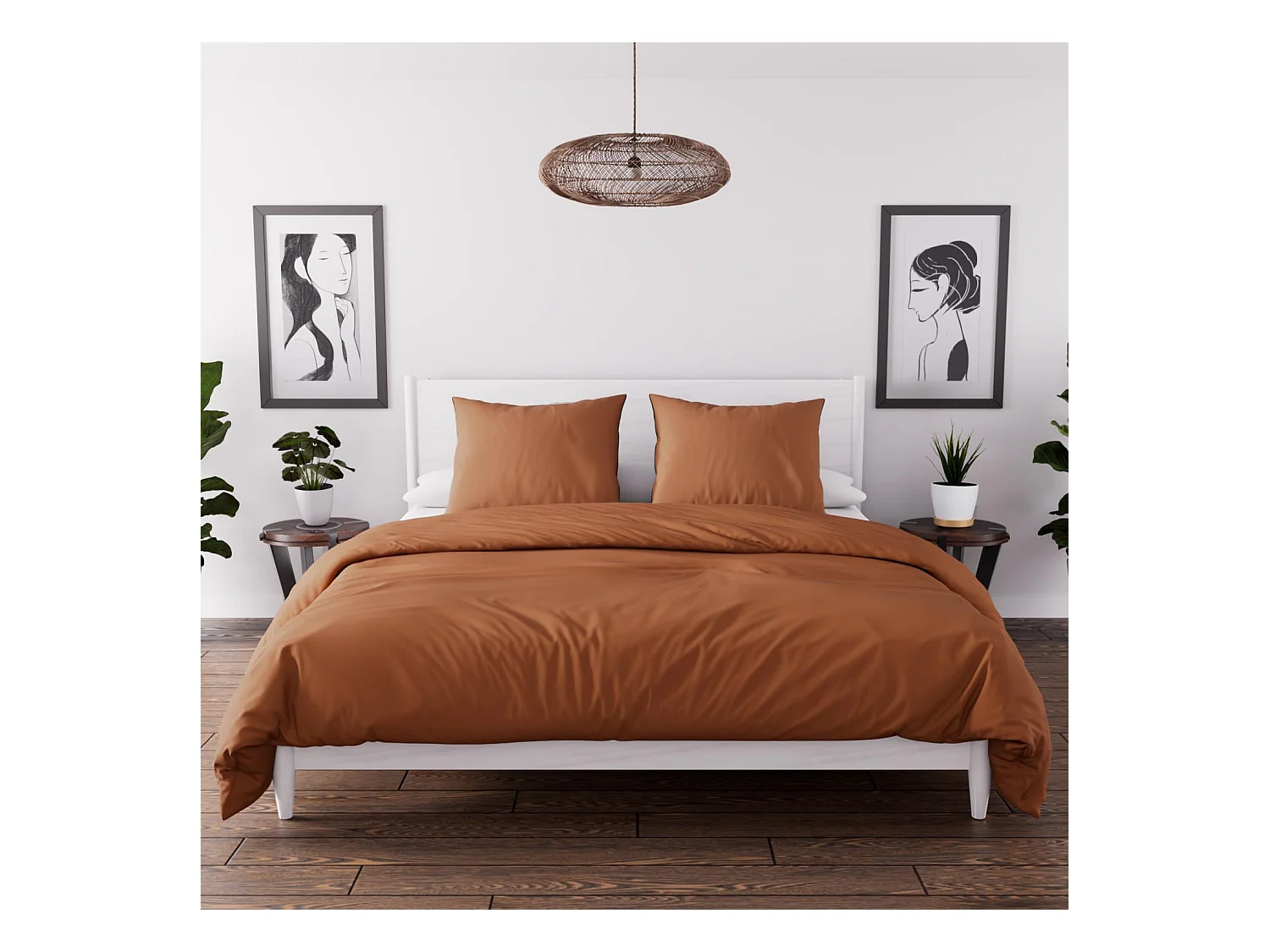 Parure de couette en microfibre lavée 260x240 cm BOHEME terra, par Soleil d'Ocre