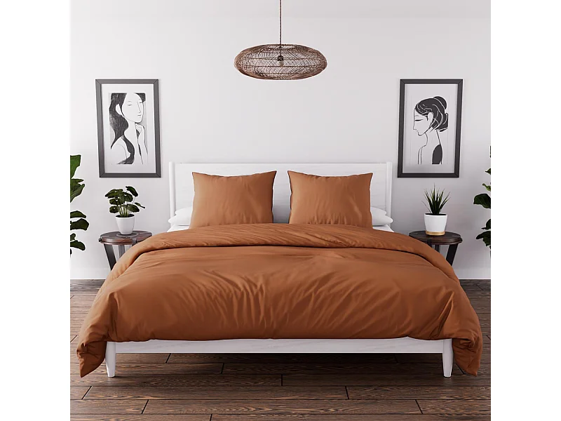 Parure de couette en microfibre lavée 260x240 cm BOHEME terra, par Soleil d'Ocre