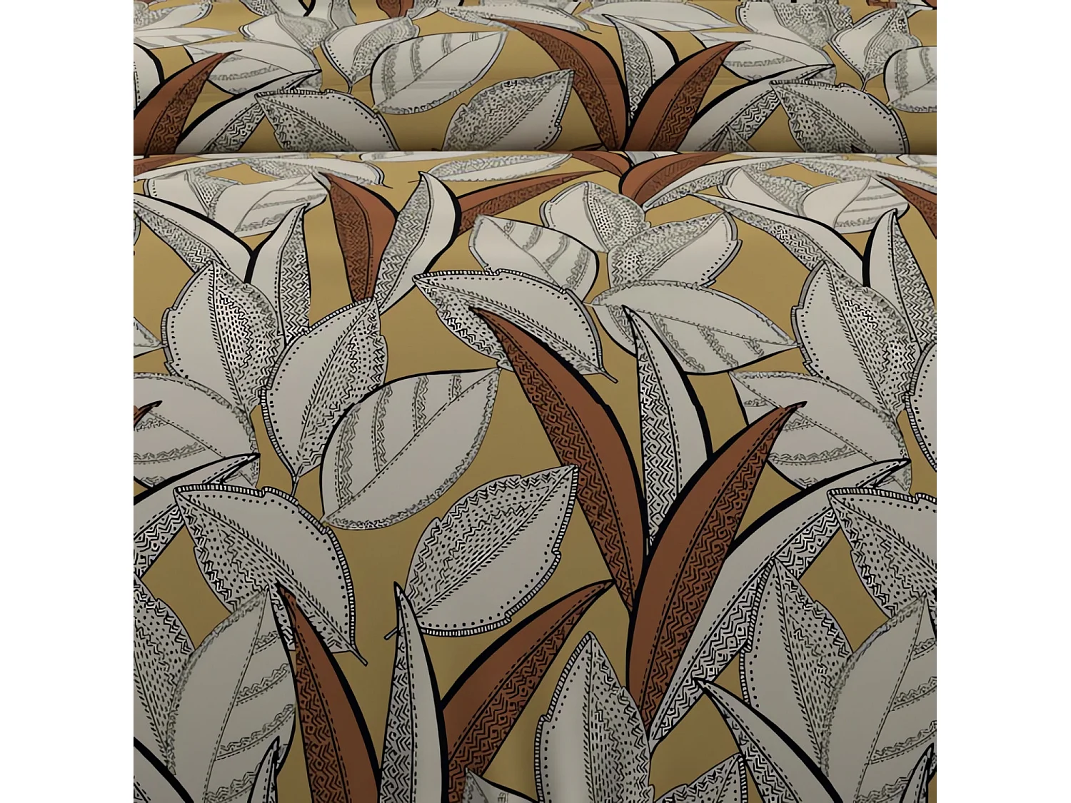 Parure housse de couette en coton 57 fils 240x220 cm TOGO moutarde, par Soleil d'ocre