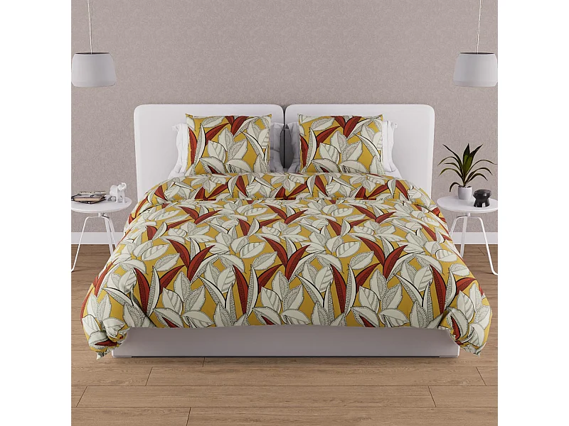 Set funda nórdica de algodón 57 hilos 260x240 cm mostaza TOGO