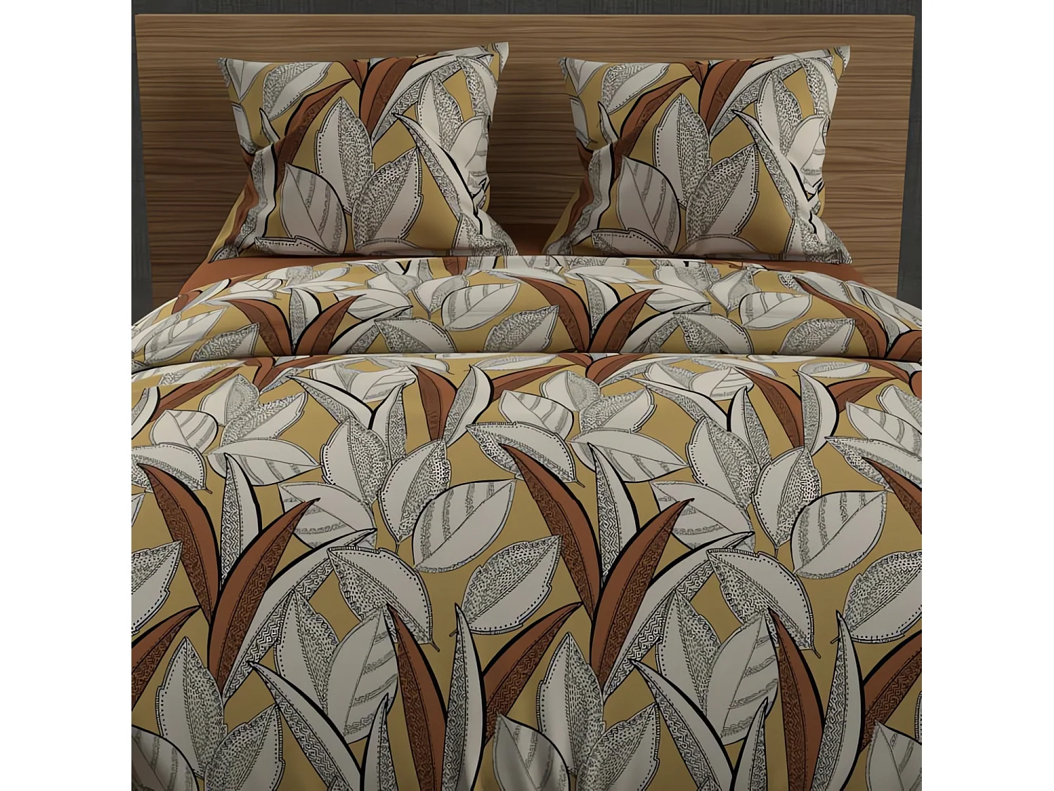 Set funda nórdica de algodón 57 hilos 260x240 cm mostaza TOGO