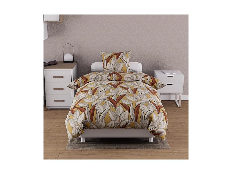 Set funda nórdica de algodón 57 hilos 140x200 cm mostaza TOGO