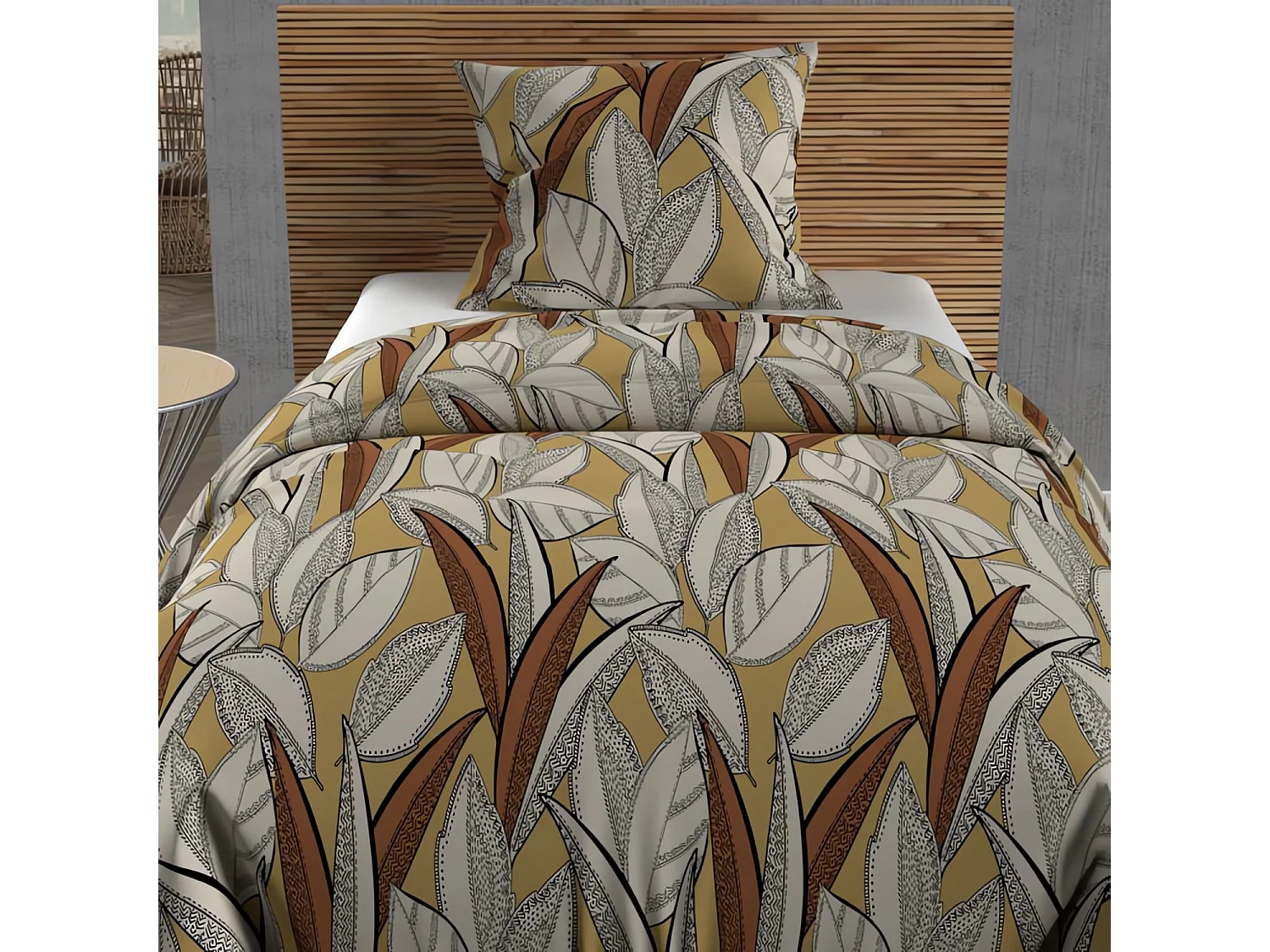 Set funda nórdica de algodón 57 hilos 140x200 cm mostaza TOGO