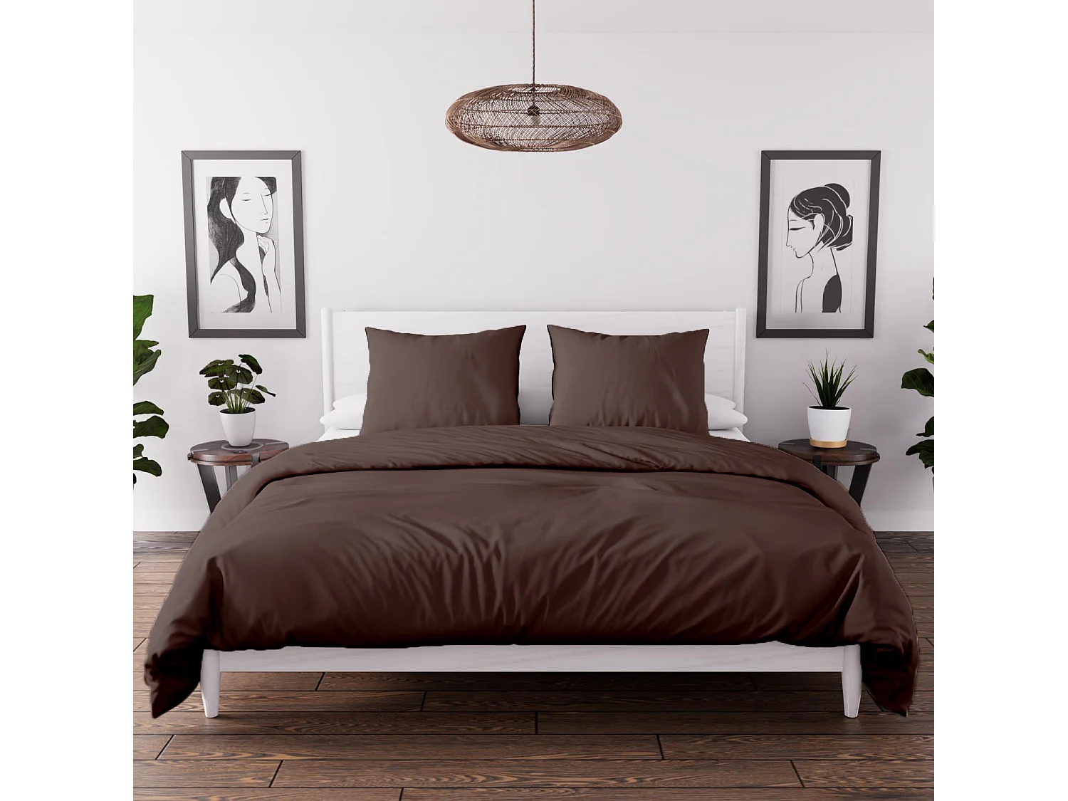 Parure de couette en microfibre lavée 260x240 cm BOHEME brun, par Soleil d'Ocre