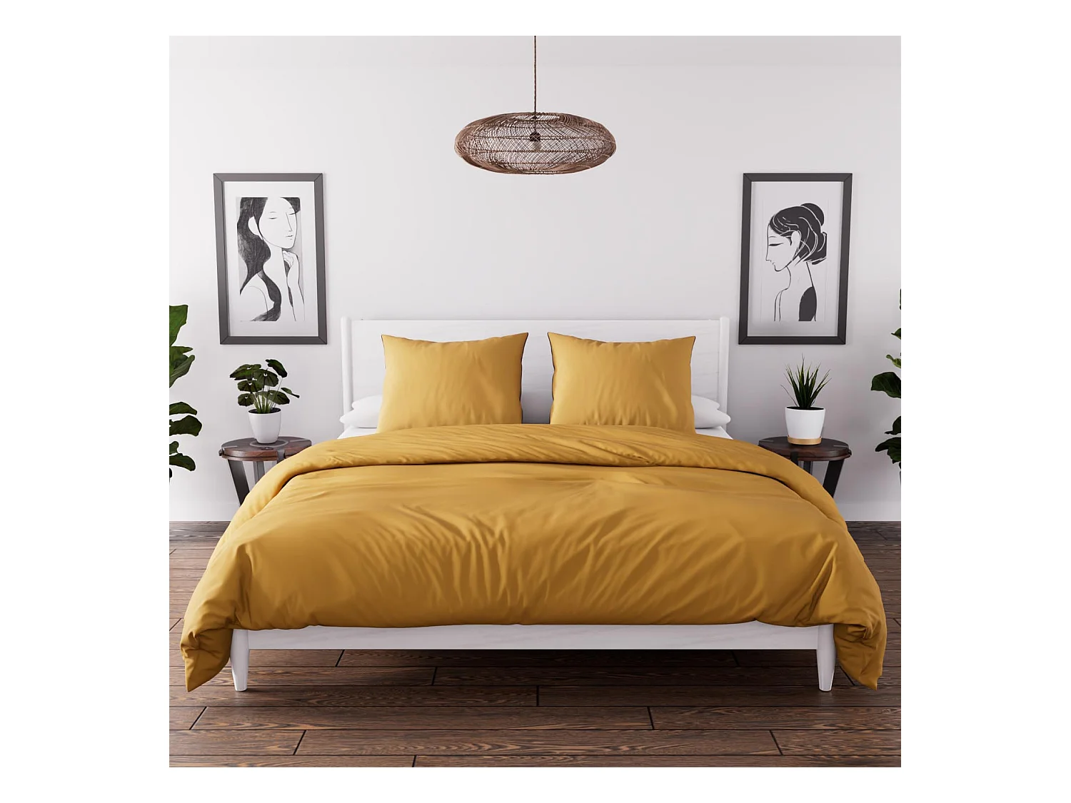 Parure housse de couette en microfibre lavée 240x220 cm BOHEME Miel