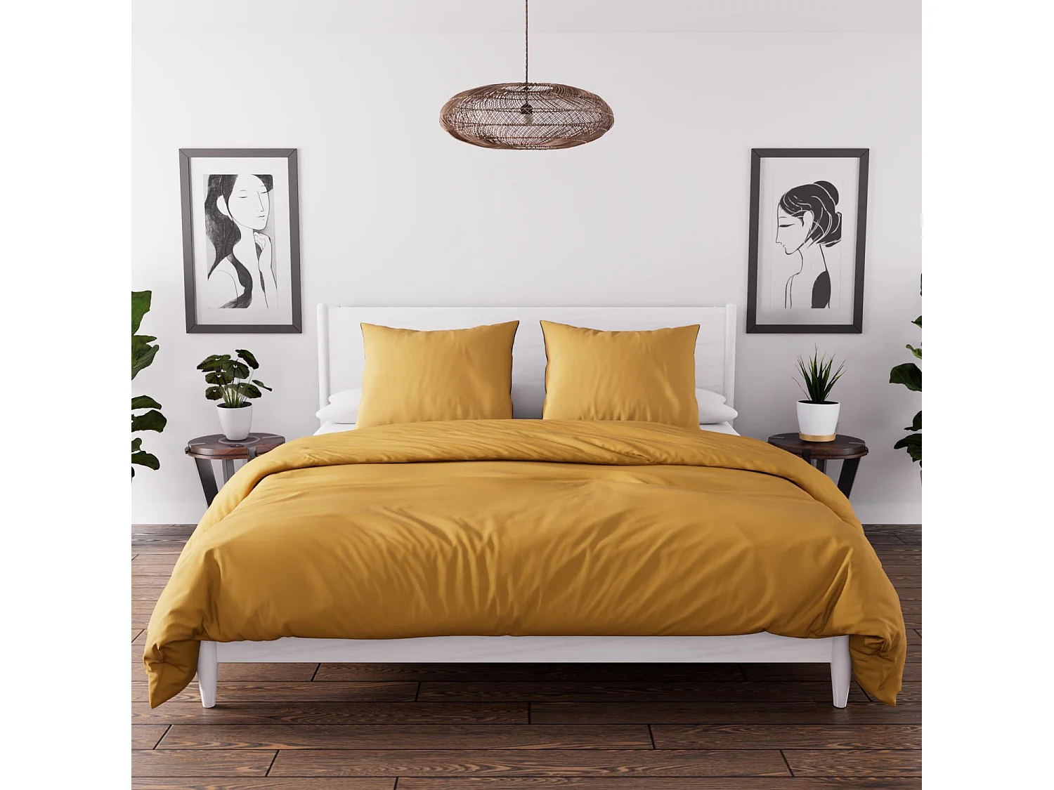 Parure housse de couette en microfibre lavée 240x220 cm BOHEME Miel