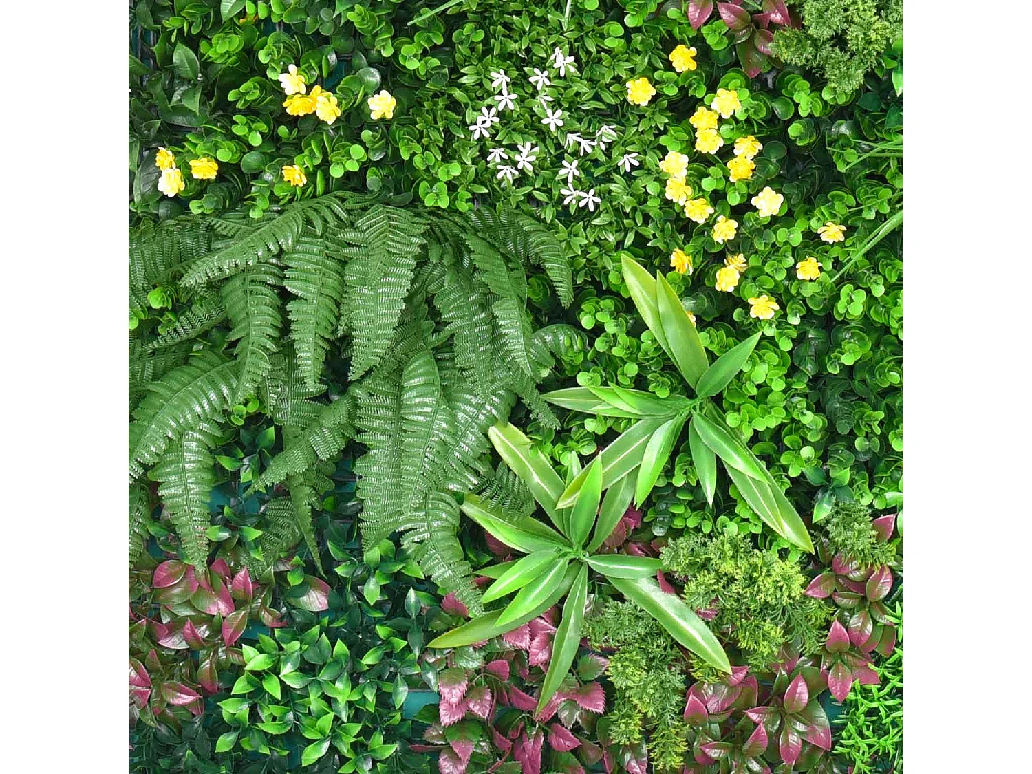 Dream - Giardino verticale con foglie e fiori, pannello 100x100 cm