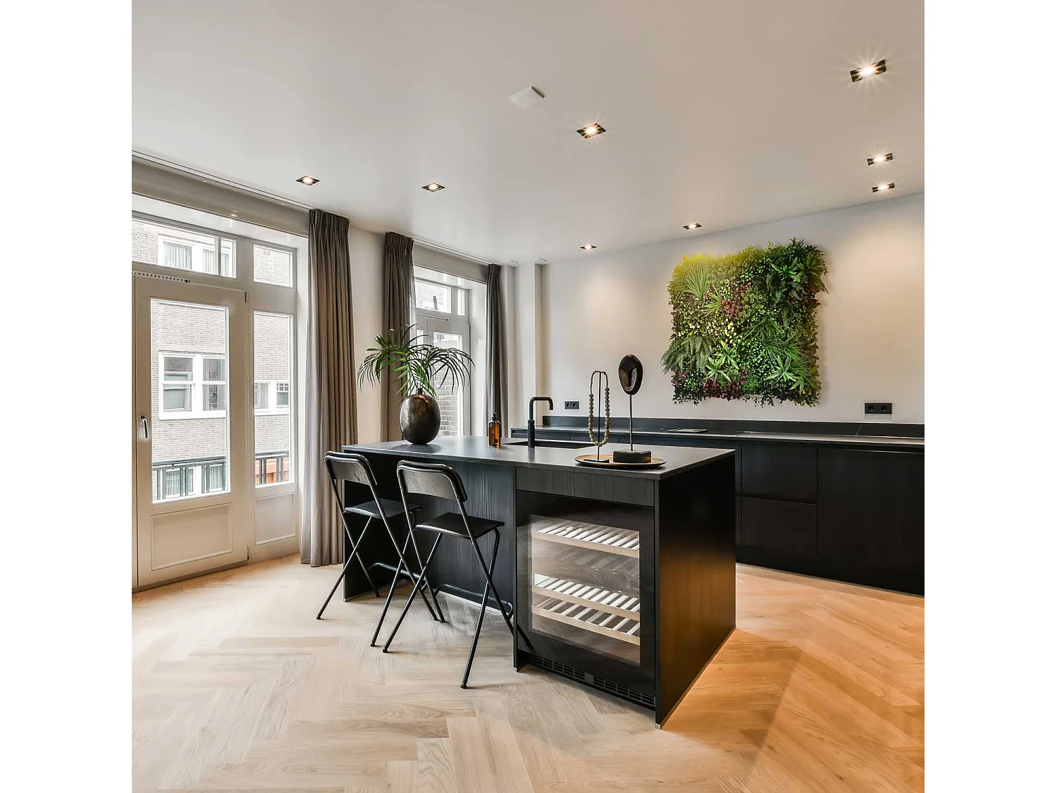 Dream - Giardino verticale con foglie e fiori, pannello 100x100 cm