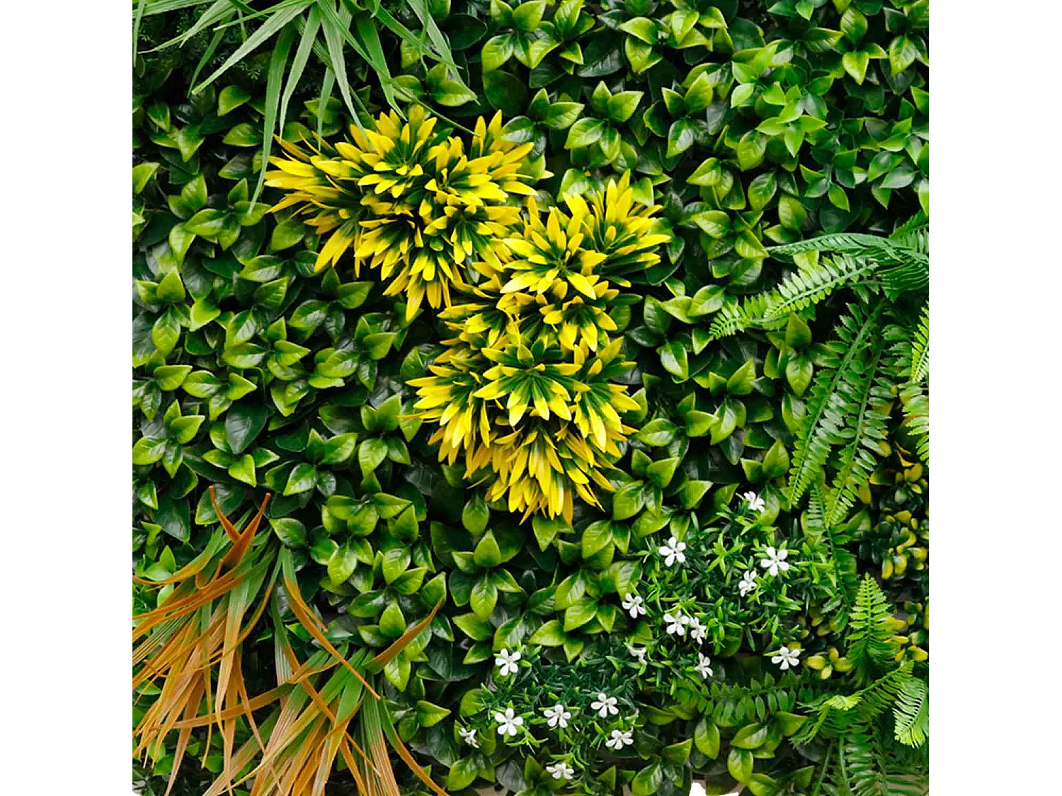 Primavera - Jardín vertical con hojas y flores, panel 100x100 cm