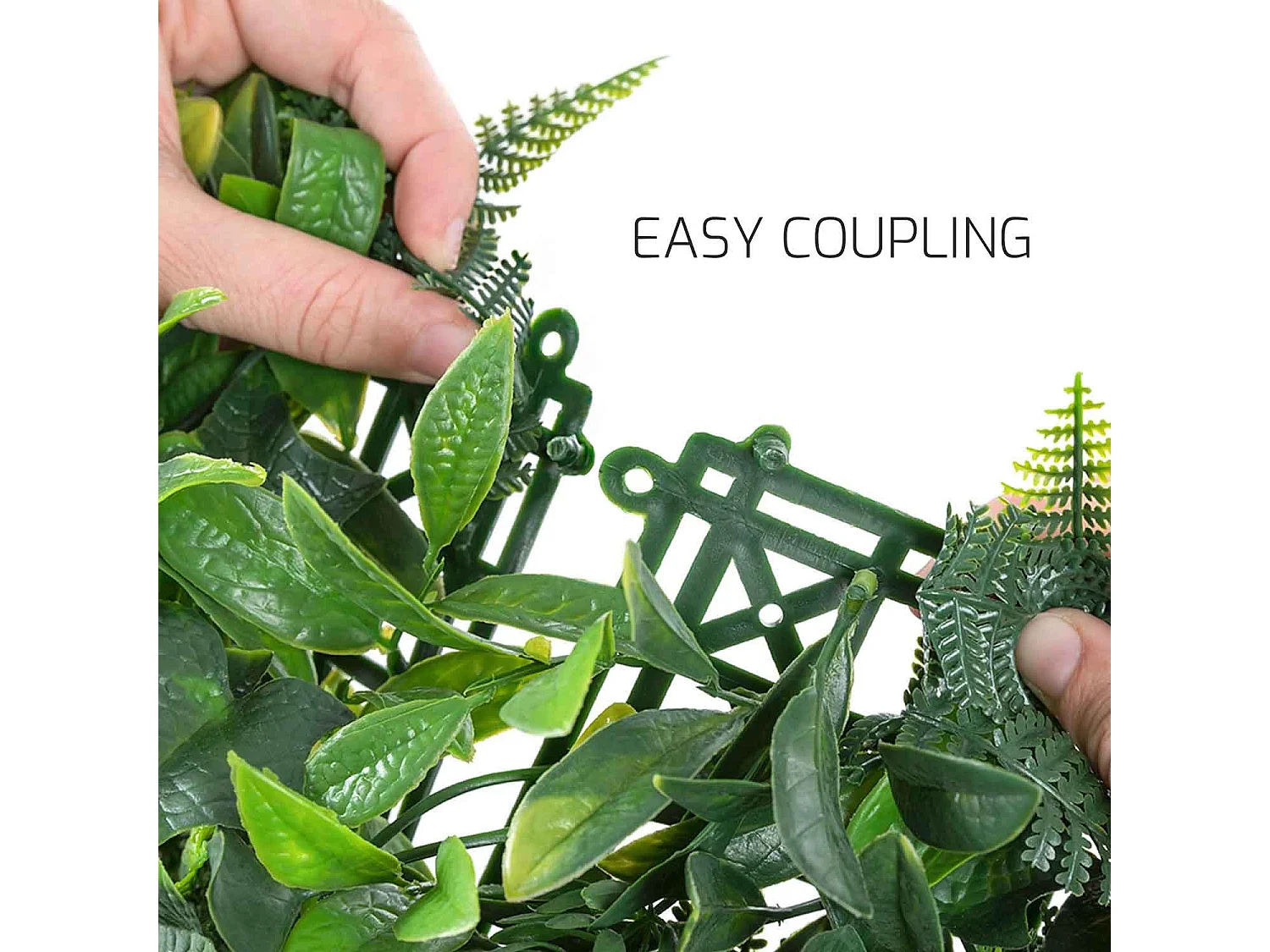 Primavera - Jardín vertical con hojas y flores, panel 100x100 cm