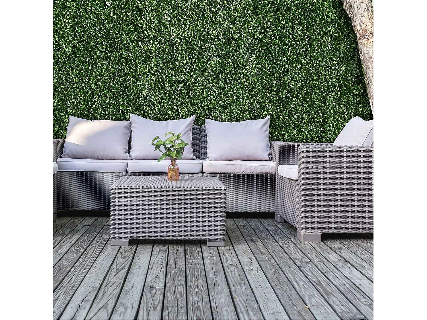 Buxus - Jardín vertical, 4 paneles de seto artificial 50x50 cm