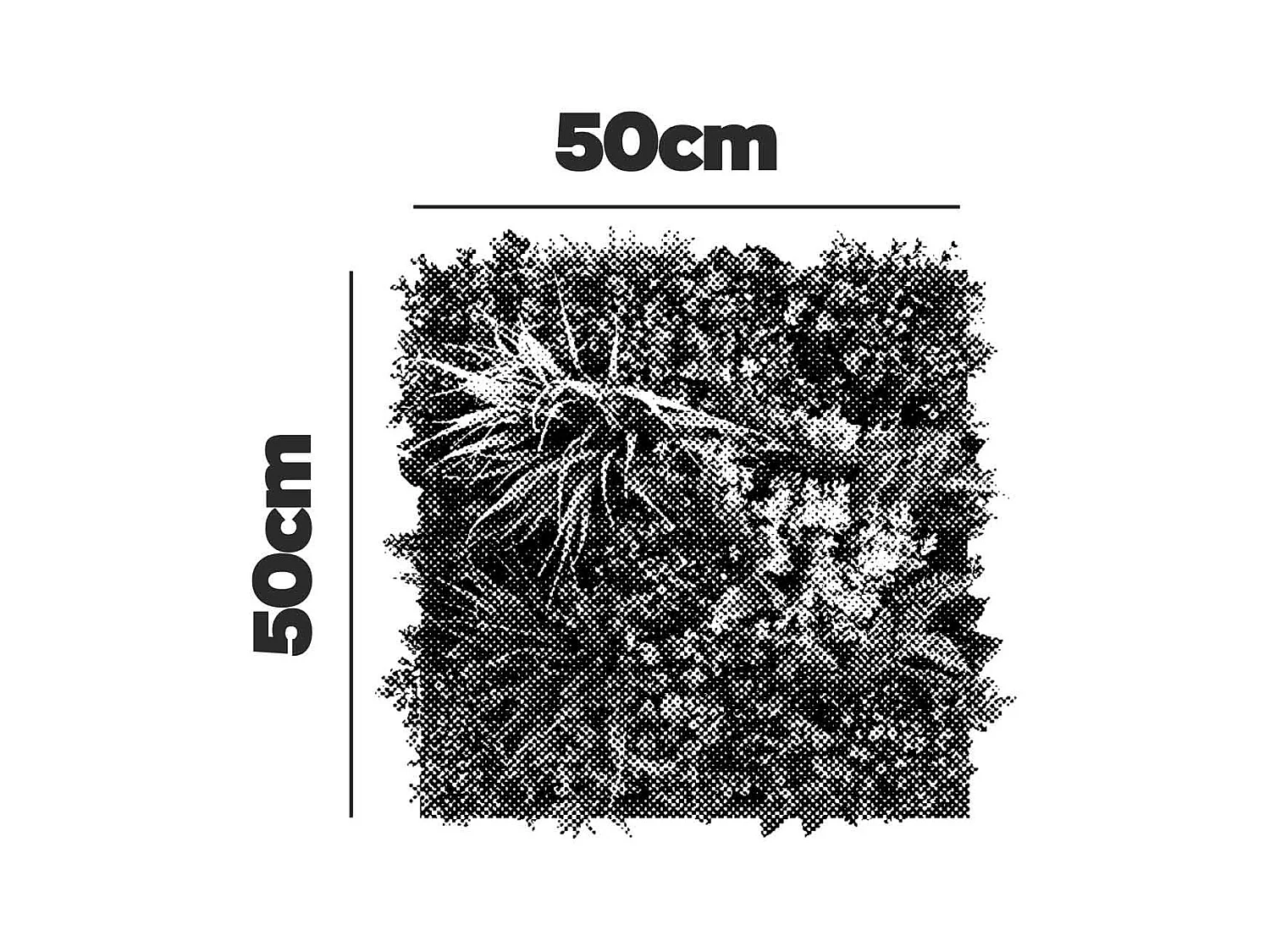 Liana - Painel de parede de relva artificial, painel com quadro preto do PVC 50x50cm