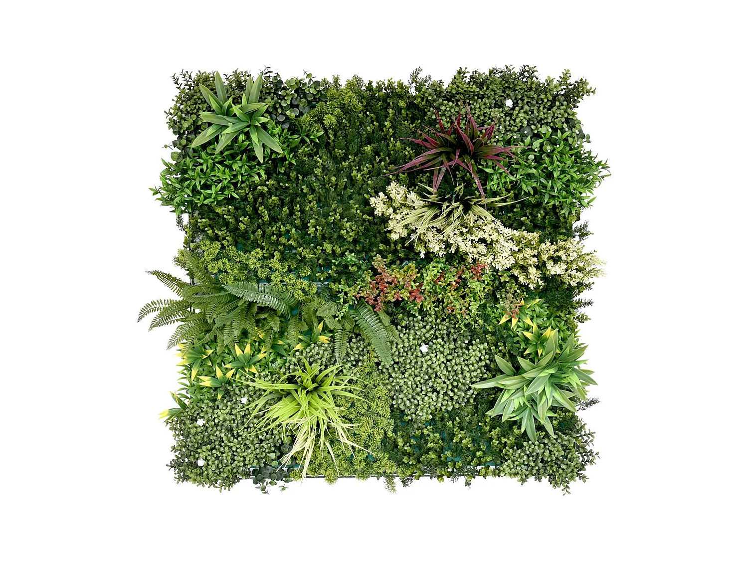 Gaia - Jardín vertical con hojas y flores, panel 100x100 cm