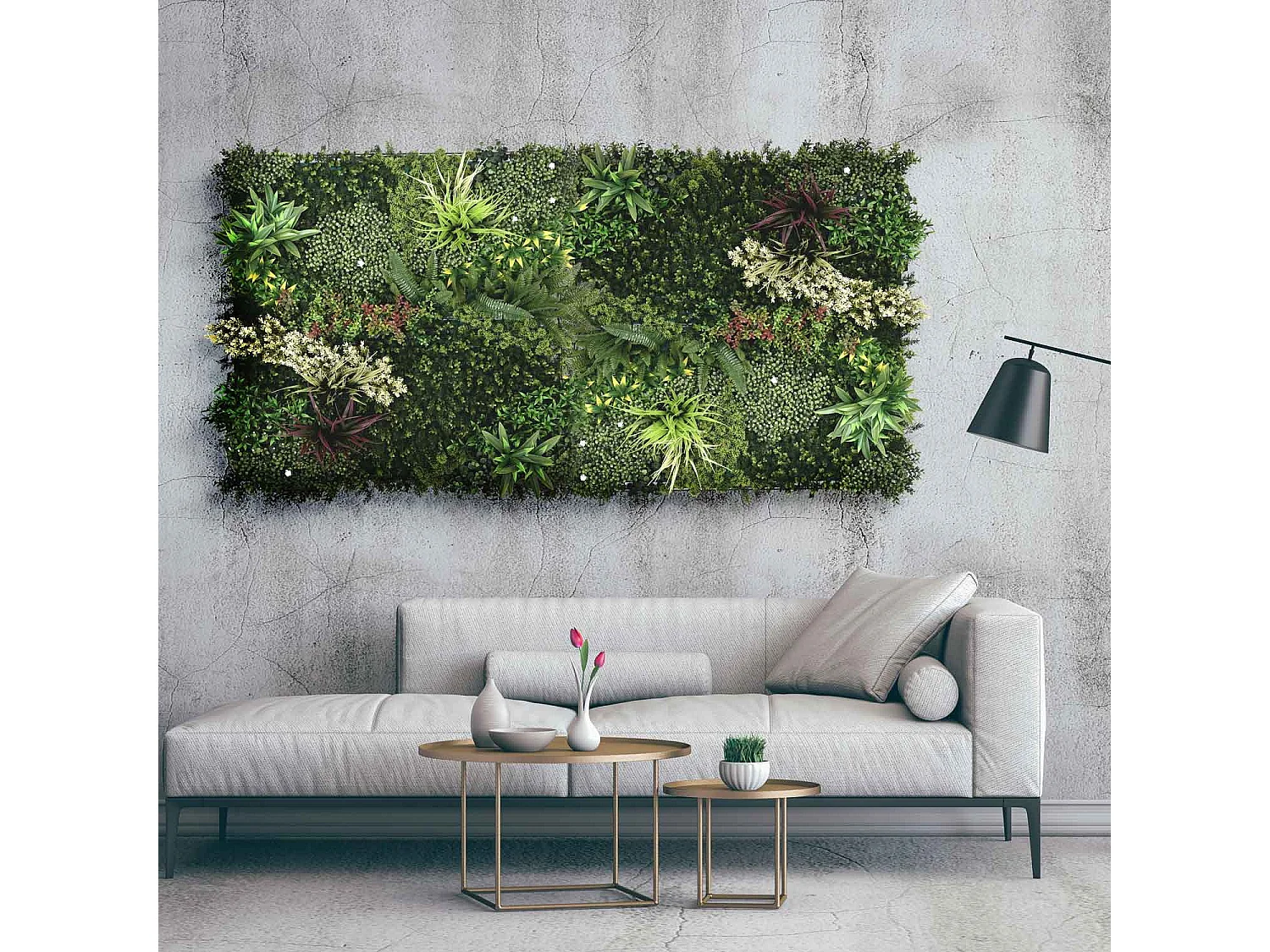 Gaia - Décoration de mur vert artificiel, panneau 100x100 cm