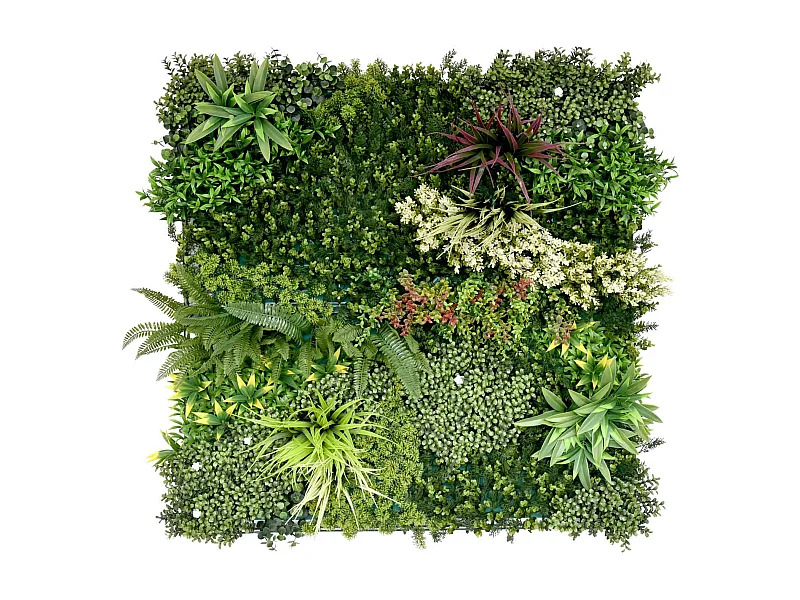 Gaia - Jardín vertical con hojas y flores, panel 100x100 cm