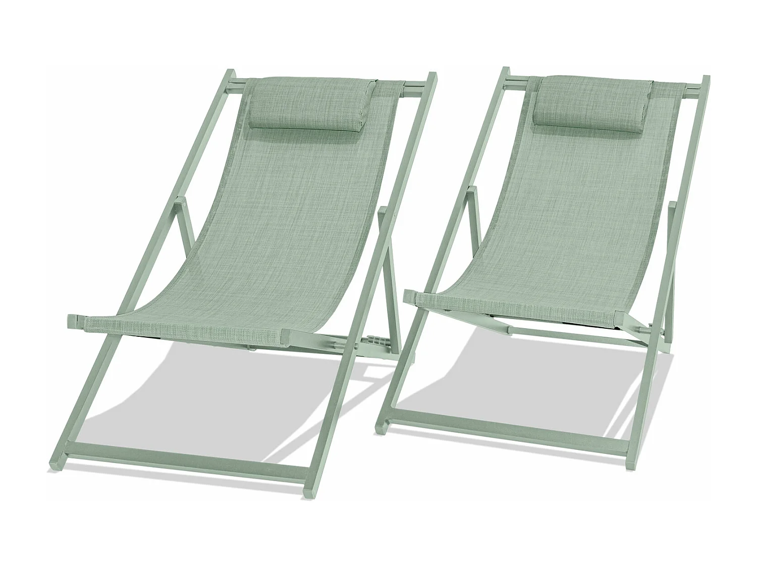 Mezzaluna - Set di 2 sdraio in alluminio e textilene, colore verde