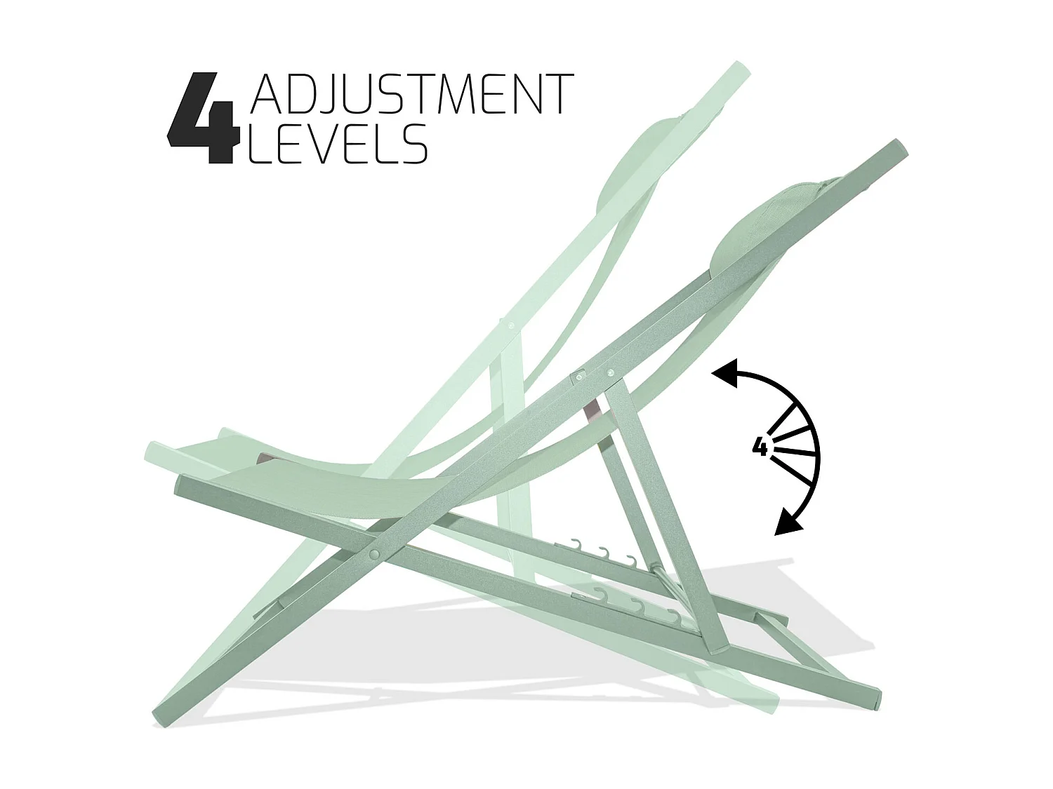 Mezzaluna - Set di 2 sdraio in alluminio e textilene, colore verde