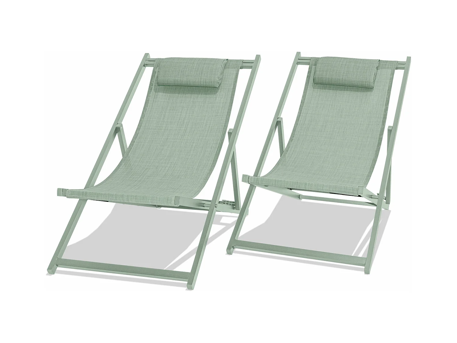 Mezzaluna - Lot de 2 chaises longues pliantes en aluminium et textilène