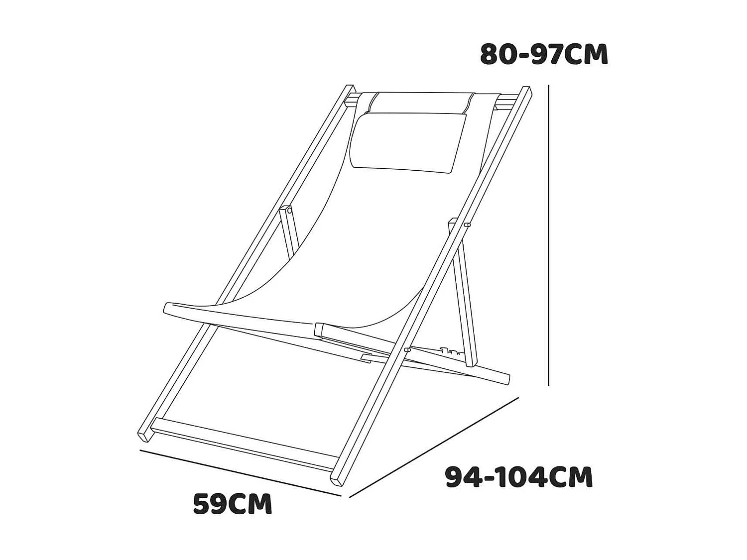 Mezzaluna - Conjunto de 2 espreguiçadeiras dobráveis em alumínio e textilene