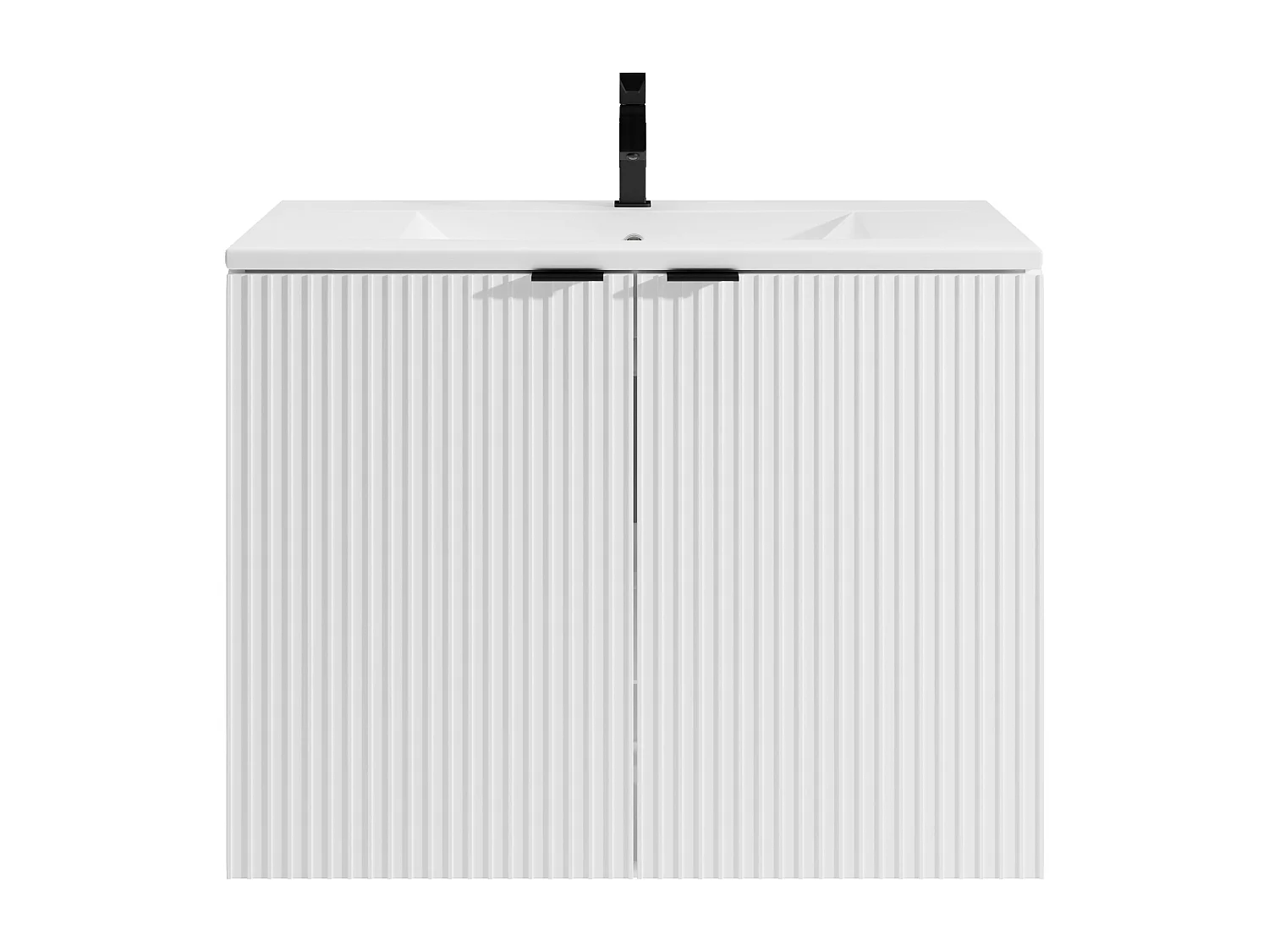 Móvel de casa de banho suspenso estriado com lavatório de encastrar branco 80 cm - PARMIZA